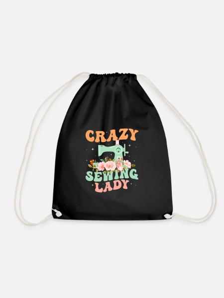 Crazy Sewing Lady Sewing Maschine Crafting - Turnbeutel - Schwarz