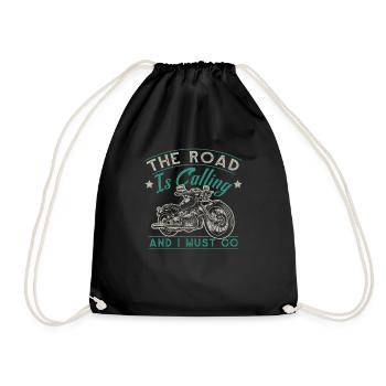 The Road Is Calling And I Must Go - Drawstring Bag - black - Front