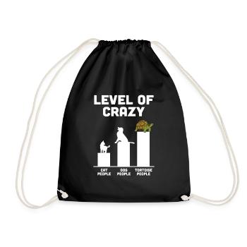 Level Of Crazy Funny Turtle Tortoises Reptile - Drawstring Bag - black - Front