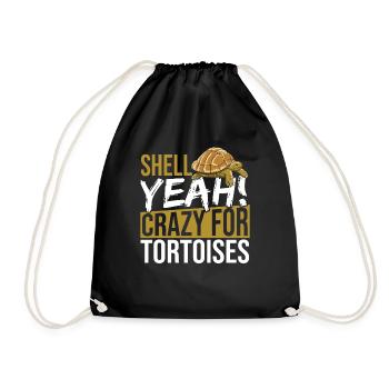 Funny Shell yes I Love Tortoises Reptile Turtle - Drawstring Bag - black - Front