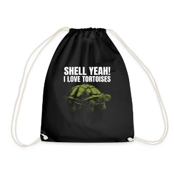 Turtle Reptile Funny Shell yes I Love Tortoises - Drawstring Bag - black - Front