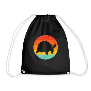 Sunset Reptile Retro Tortoise Fan Vintage - Drawstring Bag - black - Front