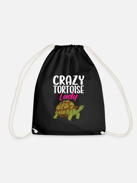 Crazy Tortoise Lady Tortoises Mom Women Turtle - Drawstring Bag - black
