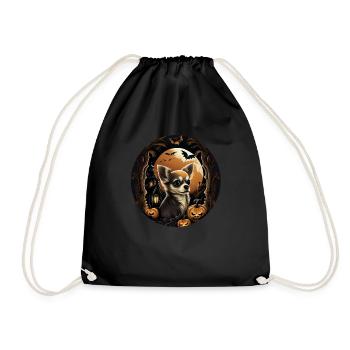 Chihuahua Costume d'Halloween - Citrouille - Sac de sport léger - noir - Devant