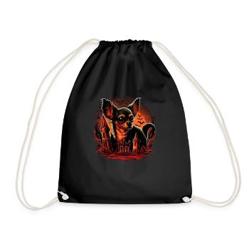 Chihuahua Costume d'Halloween - Citrouille - Sac de sport léger - noir - Devant