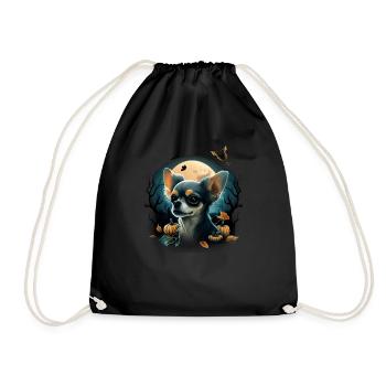Chihuahua Costume d'Halloween - Citrouille - Sac de sport léger - noir - Devant