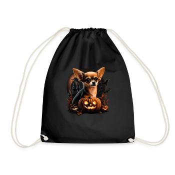 Chihuahua Costume d'Halloween - Citrouille - Sac de sport léger - noir - Devant