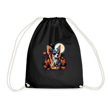 Chihuahua Costume d'Halloween - Citrouille - Sac de sport léger - noir - Devant