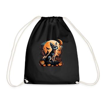 Chihuahua Costume d'Halloween - Citrouille - Sac de sport léger - noir - Devant