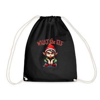 What the Elf - Cool Moody Elf für Weihnachten - Turnbeutel - Schwarz - Vorne