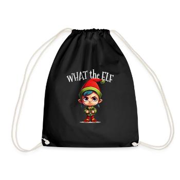 What the Elf - Männer Frauen Lustiger Elf zu Weihnachten - Turnbeutel - Schwarz - Vorne