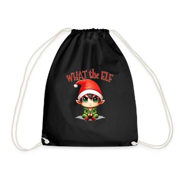 Christmas Elf Design for Men Women - What the Elf - Drawstring Bag - black - Front