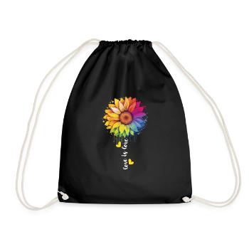 Regenbogen Sonnenblume LGBT Gruppe Stolz Transgender Wortspiel - Turnbeutel - Schwarz - Vorne