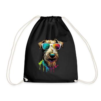Cool Airedale Welsh Terrier avec des lunettes de soleil - Sac de sport léger - noir - Devant