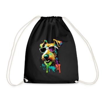 Airedale Terrier gallois Terrier portant des lunettes de soleil - Sac de sport léger - noir - Devant
