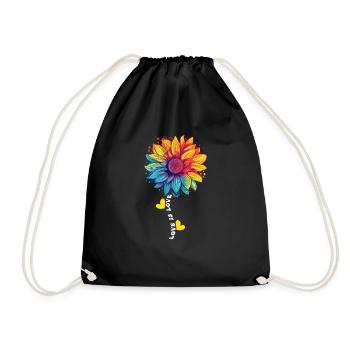 Rainbow Sunflower Love LGBT Gay Lesbian Pride Pun - Drawstring Bag - black - Front