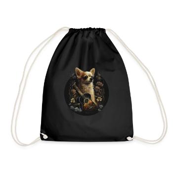 Chihuahua | Aloha Ukulele Hawaii Gitarre Lustiger - Turnbeutel - Schwarz - Vorne