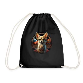 Chihuahua | Ukraine Peace & Love Flag Help Dog - Drawstring Bag - black - Front