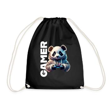 Lettrage de joueur avec panda cool - Sac de sport léger - noir - Devant