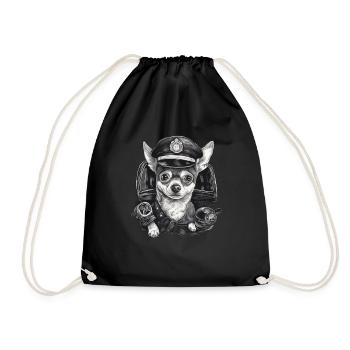 Chihuahua | Polizei Polizist Polizistin Hut - Turnbeutel - Schwarz - Vorne