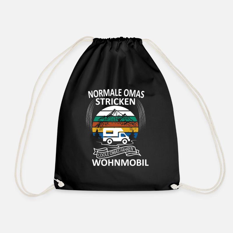 Normale Omas stricken coole Oma Wohnmobil Campen - Turnbeutel - Schwarz