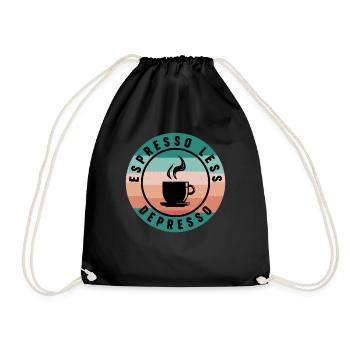 Moins Depresso Coffee Lover Déprimé - Sac de sport léger - noir - Devant