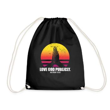 Love God Publicly Bible Verse Quote Jesus Church - Drawstring Bag - black - Front