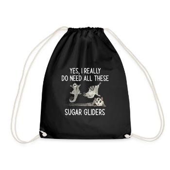 Short-headed glider Sugar Glider - Drawstring Bag - black - Front