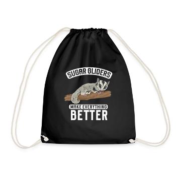 Short-headed glider Sugar Glider - Drawstring Bag - black - Front