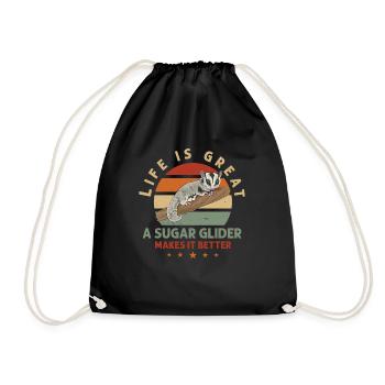 Short-headed glider Sugar Glider - Drawstring Bag - black - Front