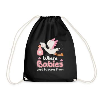 Where Babies Used To Come From Stork - Turnbeutel - Schwarz - Vorne