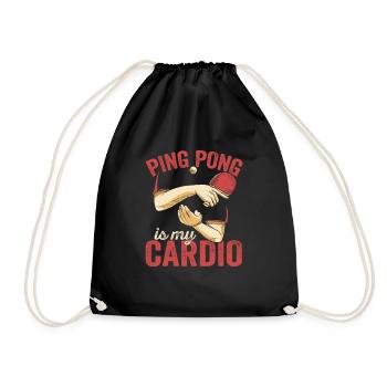 Ping Pong Is My Cardio Funny Table Tennis Racket - Drawstring Bag - black - Front