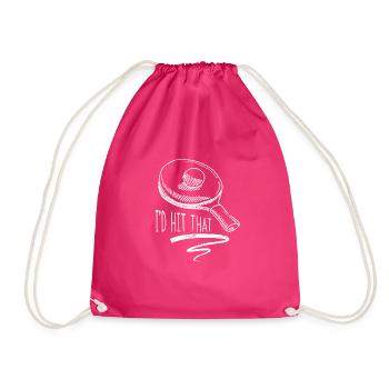 I'd Hit That Table Tennis Vintage Sports Ping Pong - Drawstring Bag - fuchsia - Front
