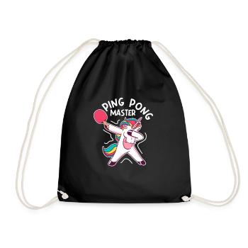 Ping Pong Master Dabbing Unicorn Funny Table - Drawstring Bag - black - Front