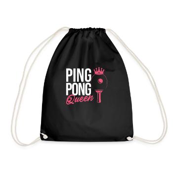 Ping Pong Queen Frauen Mädchen lustig Tischtennis - Turnbeutel - Schwarz - Vorne