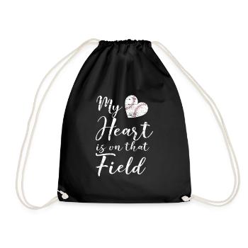 Mein Herz ist auf dem Feld Baseball-Softball-Mutter - Turnbeutel - Schwarz - Vorne