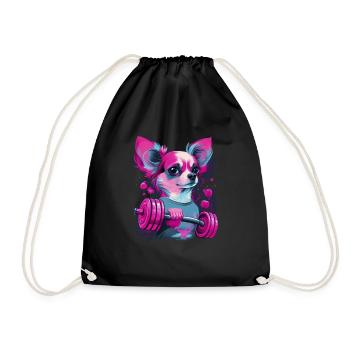 Pink Chihuahua | Fitness Rosa Fitnessstudio Sport - Turnbeutel - Schwarz - Vorne