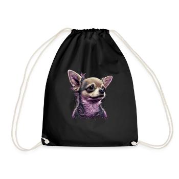 Chihuahua Puppy | Pretty Pink Dog Girly Mom Women - Drawstring Bag - black - Front