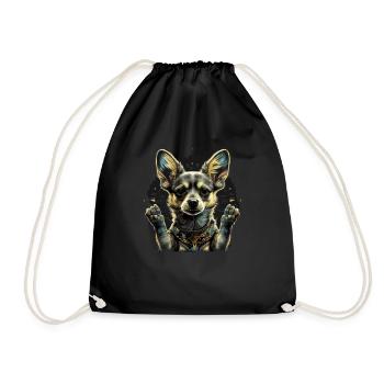 Chihuahua | Ukraine Peace & Love Flag Help Dog - Drawstring Bag - black - Front