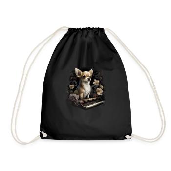 Chihuahua spielt Klavier Piano Klassische Musik - Turnbeutel - Schwarz - Vorne