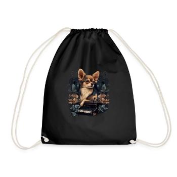 Chihuahua spielt Klavier Piano Klassische Musik - Turnbeutel - Schwarz - Vorne