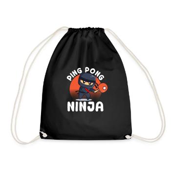 Ping Pong Ninja Ping Pong Funny Table Tennis - Drawstring Bag - black - Front