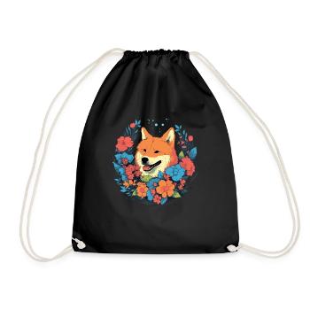 Akita Dog Gift - Drawstring Bag - black - Front