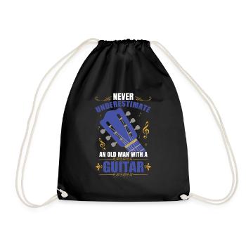Never Underestimate An Old Man With A Guitar - Drawstring Bag - black - Front