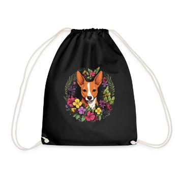 Basenji Hund Geschenk - Turnbeutel - Schwarz - Vorne