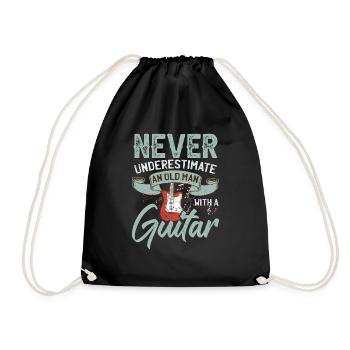 Never Underestimate An Old Man With A Guitar - Drawstring Bag - black - Front