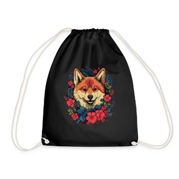 Akita Dog Gift - Drawstring Bag - black - Front