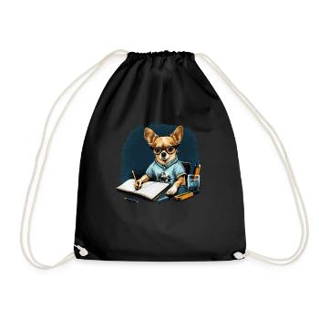 Chihuahua | Home Office Job Work Laptop Tie Funny - Drawstring Bag - black - Front