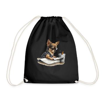 Chihuahua | Home Office Job Work Laptop Tie Funny - Drawstring Bag - black - Front