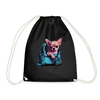 Chihuahua | Türkis Handtasche Welpe Girlie - Turnbeutel - Schwarz - Vorne